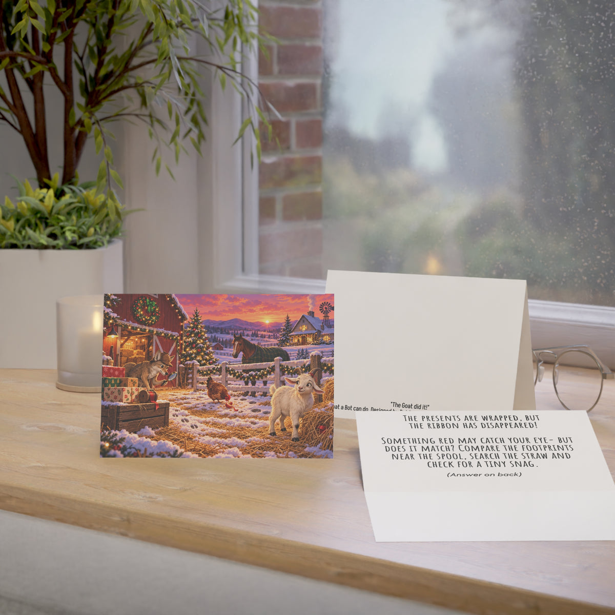 Whodunit Christmas Card: The Runaway Ribbon Mystery
