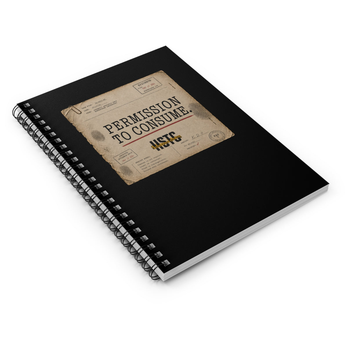 Permission to Consume Spiral Notebook — Vintage Case File Edition