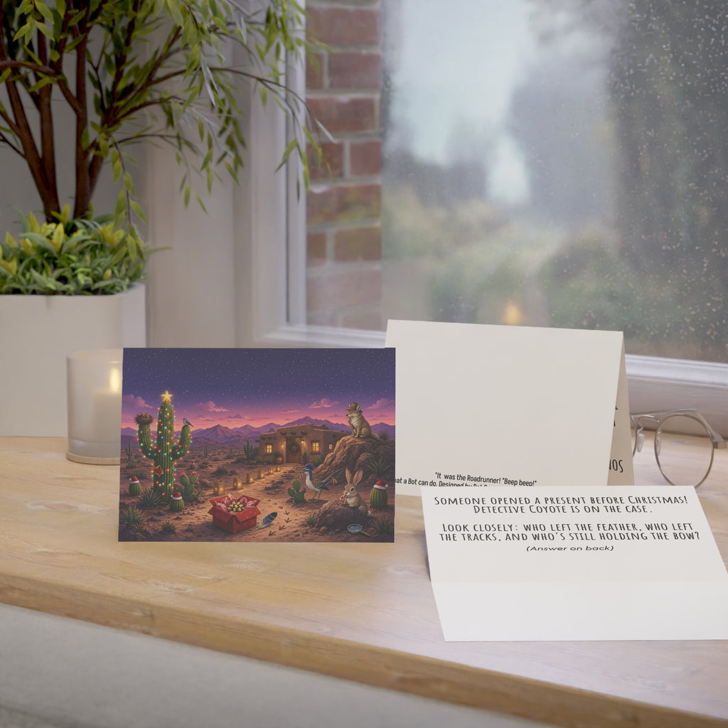 Whodunit Christmas Card: The Great Desert Gift Mystery